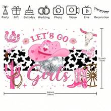 1pc Pink Cowgirl Backdrop Fabric, Suitable For Wedding, Disco Party Decoration, Birthday, Gift, Bachelor Party, Entrance, Garden, Room Decoration, Photography Props - Multicolor - View 5