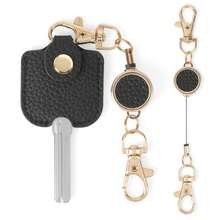 1 chiếc móc khóa bằng da PU, hộp đựng chìa khóa, nắp chìa khóa, vỏ bọc móc khóa, móc khóa, móc khóa có móc khóa, số chìa khóa ẩn, vòng chìa khóa, quà tặng, bộ sản phẩm đồng bộ, thời trang - Nhiều màu - Xem 12