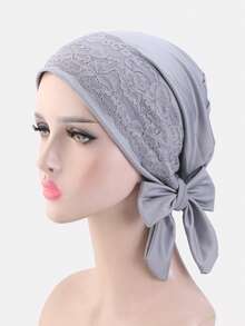 1pc Women Lace Trim Headscarf With Ribbons, Headband Headwrap, Chemo Cap, Suitable For Daily Use - Lace - View 24