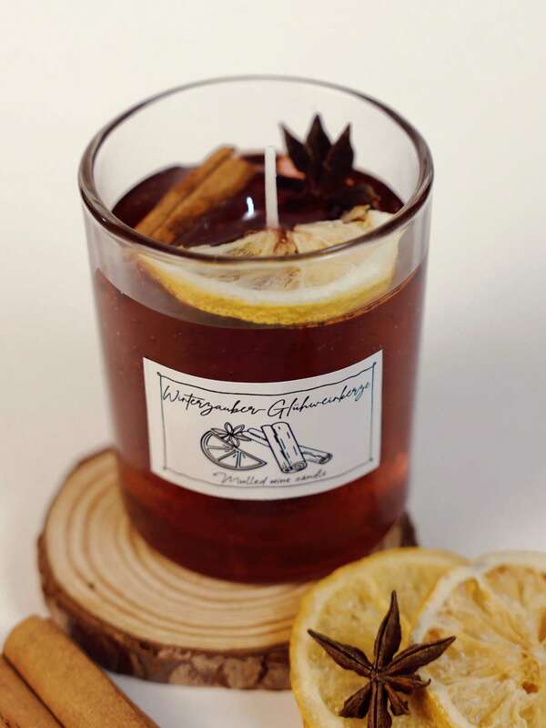 1pc Winter Mulled Wine & Candle, Adds Warmth To Holiday Living, Candle, Scented Candle, Decorative Candle, Soy Candle, Gift For Friends, Gift For Her, Home Decor Candle