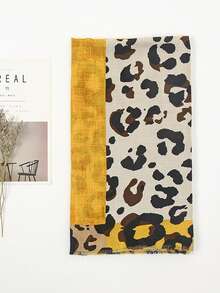 1 st. leopardmönstrad lapptäckssjal för kvinnor, eleganta och trendiga halsdukar, mångsidiga för flera tillfällen - Multifärgad - Visa 9