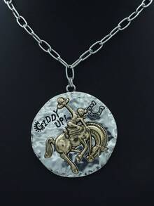 1件 Artsy Natural GIDD UP 双色豹纹吊坠串珠项链 - 復古銀色 - 查看 7