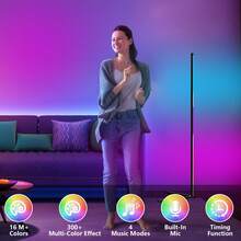 Corner Floor Lamp, Smart RGB LED Corner Lamp With App And Remote Control, 16 Million Colors & 68+ Scene, Music Sync, Timer Setting, Ideal For Living Rooms, Bedrooms, Gaming Rooms - IC RGB - Xem 3
