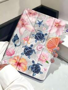 Ocean Elements Tablet Case Compatible With IPad Air 11-Inch M3 2025 / M2 2024, IPad Air 5th Generation 2022 , IPad (A16) 11 Inch 11th Generation 2025,Compatible With Samsung Galaxy Tab,Kindle Paperwhite 12th Gen 2024, Clear Back ,Fashion Pattern Protective Case,Automatic Sleep And Wake-Up Function, Airbag Protection, Suitable For Gifts And Office Use - Multicolor - View 3