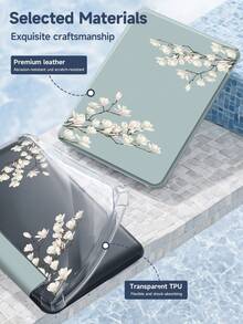 Funda para tableta con patrón de flor de jazmín compatible con iPad Air 11 pulgadas M3 2025 / M2 2024, iPad Air 5ta generación 2022, iPad (A16) 11 pulgadas 11va generación 2025, compatible con Samsung Galaxy Tab, Kindle Paperwhite 12a generación 2024, parte trasera transparente, funda protectora con diseño de moda, función de suspensión y activación automática, protección de airbag, adecuada para regalos y uso en la oficina - Multicolor - Ver 9