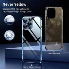 Hadaasi 1个豪华电镀透明PC硬质后盖手机壳，兼容 17 Pro Max Air 16 15 14 13 12 11 Pro Max Plus 16E XS Max XR，海军蓝 - 藏蓝色 - 查看 6