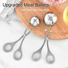 Stainless Steel Meat Baller Ball Maker Meatball Scoop None-Stick Baller Tongs Meat Ball Maker Mold Cake Pop,Ice Tongs,Meatball Maker Tool For Kitchen Cooking - Bạc - Xem 4