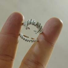 1pc/2pcs Fashionable Punk Vampire Adjustable Open Ring Set, Suitable For Parties, Music Festivals And Daily Wear, High-End Durable Men's Jewelry Ring - Silver - View 6