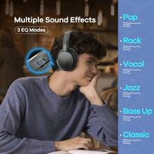 REMAX 降噪无线耳机，轻盈舒适，配备蛋白皮耳罩、可调节头带、40mm驱动单元带来沉浸式音效、3种EQ模式、19小时续航时间及有线模式，运动耳机，游戏耳机 - RB-100HB - 查看 3