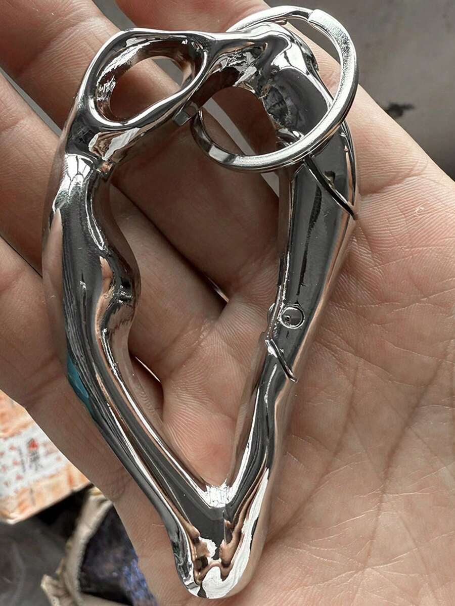 Heavy Metal Punk Rock Keychain - Y2K Punk Metal Bag Charm; High Quality Asymmetrical Keychain With Safety Spring Ring, Polished Surface, Lightweight Durable Alloy Material; Multifunctional Wallet Accessory - A - View 1