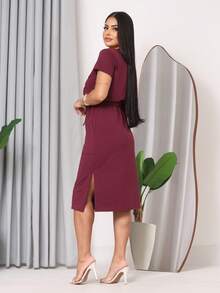 Casual Elegant Conservative / Modest Knot Beach - Burgundy - View 2