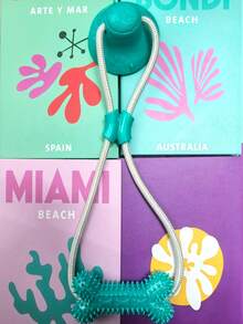 1个全新吸盘式拉绳凹槽骨头宠物玩具，适合狗狗咀嚼、清洁牙齿、消耗能量，互动性强，增进感情。 - 彩色 - 查看 13