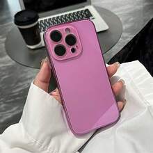 2026 New The Latest Model Features Premium Electroplated Glass Case For IPhones, Compatible With Apple Phone 17, 17 Pro, 16, 15, And 14-Cell Phones. Available In Solid Colors, Frosted Finishes, And Multiple Colors (Pink Cell, Black Cell, White Cell, Green Cell). Gifts Suitable For Winter, Christmas, Valentine's Day, And New Year's Eve, Perfect For Personal Use And As Gifts. - trắng - Xem 1