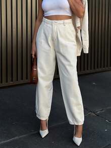 Saina Office 8279 Women's Straight Mom Jeans Without Rips 8279 - 8279 - 查看 1