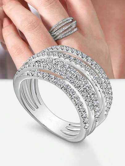 1 PC Elegant Cubic Zirconia Ring For Women For Wedding Engagement Anniversary Party Jewelry Valentine's Day Gift