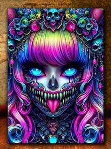 神秘哥特式女尸 5D 钻石画套装，成人款，全钻水晶水钻刺绣工艺套装，家居墙面装饰礼品 - 彩色 - 查看 2