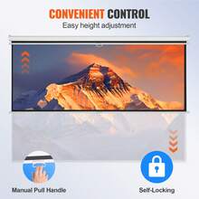 Manual Pull Down Projector Screen, 100 Inch 16:9 4K 1080 HD Retractable Projector Screen, Auto-Locking Portable Projection Screen, Portable Projector Movie Screen For Family Home Office Theater - Manual Pull-down 100 Inch - View 4