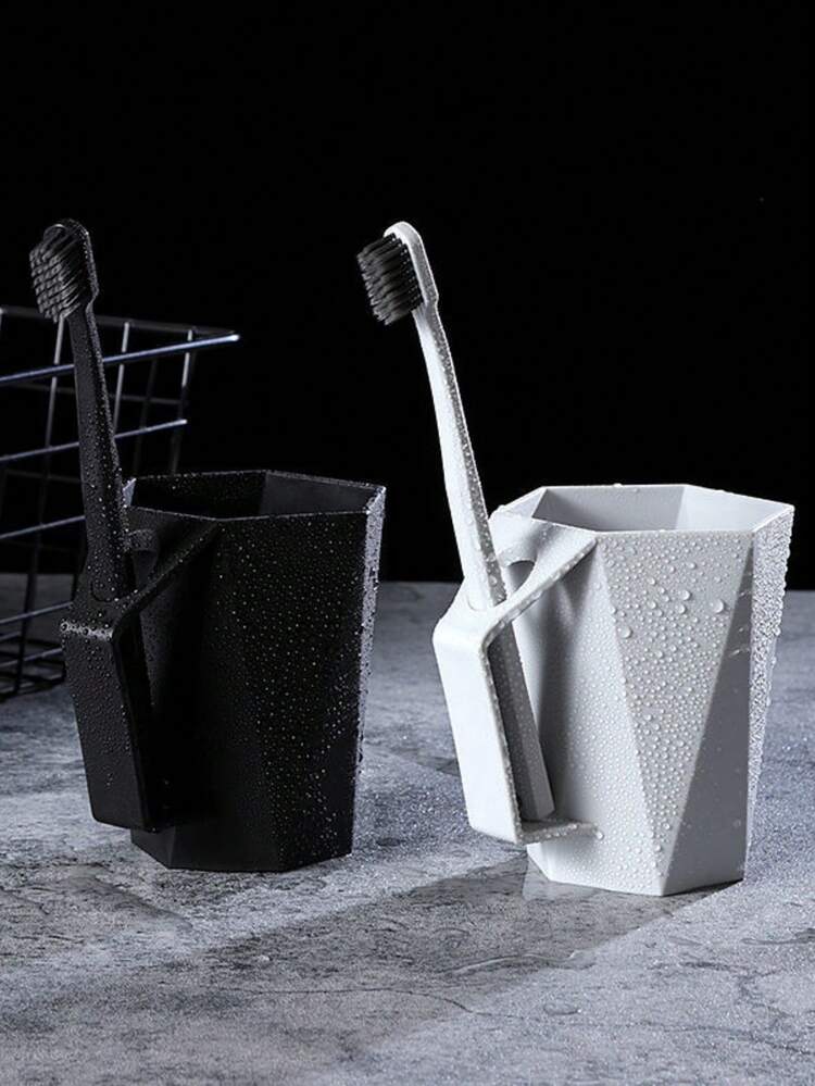 1个家用菱形牙刷杯，情侣款带手柄，时尚简约创意漱口杯 - 400毫升 - 查看 9