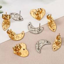 10个不锈钢眼睛形状耳钉，带耳塞，DIY珠宝制作配件耳环组件 - 彩色 - 查看 9