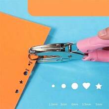1.5mm/3mm/5mm Star / 5.5mm Heart / 6mm DIY Loose-Leaf Hole Puncher, Small Metal Single Hole Puncher, Student Handmade Heart Hole Punch - A - View 1