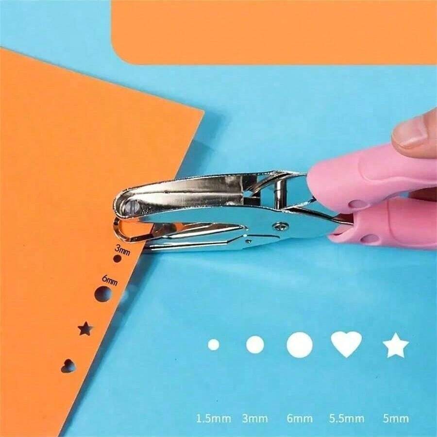 1.5mm/3mm/5mm Star / 5.5mm Heart / 6mm DIY Loose-Leaf Hole Puncher, Small Metal Single Hole Puncher, Student Handmade Heart Hole Punch - A - View 1