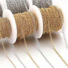 10m/Roll Stainless Steel Anti-Tarnish Flat Cross Chain, Steel & Golden Color For Bracelet, Necklace, Jewelry DIY - Stainless Steel Chain - View 9