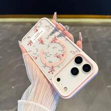 Funda para Móvil Funda Magnética Rosa con Diseño de Rosa, Compatible para iPhone17air 1716promax, 16 15pro 14 15PLUS 13 12Pro 11 Pro Max X XSMAX   Galaxys25ULTRA S25PLUS  s22FE  s23 s24ultra - Rosa - Ver 2