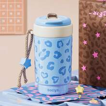 1pc Stylish Insulated Water Bottle/Coffee Cup, 2026 New Arrival, Portable Cute Gift Tumbler With Straw - Multicolor - View 11