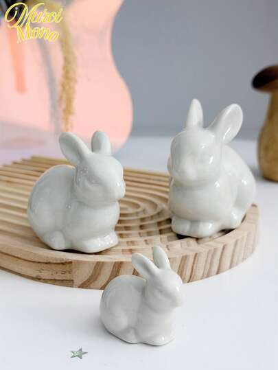 White Ceramic Rabbit Figurine, Size Options: Small, Medium, Large - Handmade, Suitable For Living Room, Bedroom, Office, Car Etc. - Ideal Gift For Friends And Family, Office Decor | Decorative Ornament | Handcraft Art, Rabbit Decor