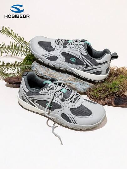 HOBIBEAR 1 Pair Teenagers' Durable Rubber Sole Lightweight Sports Shoes, Wide Toe Box Design Suitable For Wide Feet, Patchwork Upper Breathable Versatile Unisex Campus Sneakers, Suitable For Spring And Autumn