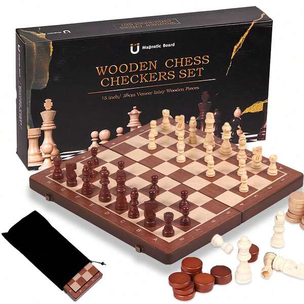Ajedrez Magnetico,Tablero de Ajedrez Plegable,Juego Chess internacional 2 en 1 diseño clásico,el juego de Ajedrez profesional profesionales y principiantes,Ajedrez niños y adultos (39 x 39 cm)
