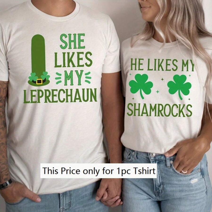 1pc Valentine Day Shirt, St. Patty'S Day Couple Shirt, Funny St Patrick'S Day T-Shirt, Funny Couples Shirts, Matching St Patricks Day, St. Patrick'S Couple Tee Gift - Áo trắng nam - Xem 1
