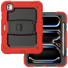 适用于 iPad (A16) 第 11 代/Air11/Air13 M3 (2025) 第 9/8/7 代 (2021/2020/2019) 的重型防震保护壳，坚固耐用的硬壳保护套，内置支架，适用于 10.2 英寸 iPad 2021/2020/2019。 - 紅色 - 查看 23