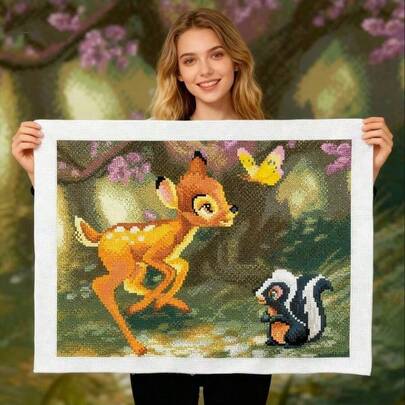 LaoJieYuan 2026 New Style Deer And Squirrel Pre-Printed Cross Stitch Embroidery Complete Kit Needlework For Adults Home Decors Diy Kit Crafts Embroidered Embroidery Kit Cross Stitch Kits Crochet Kit Punch Needle Kit Sewing Accessories Sewing Kit Embroidery Thread Craft Kit Stitch Stuff Sewing Patterns Crochet Craft Supplies Embroidery Kit Beginners Sewing Pattern