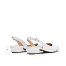 Womens Slingback Kitten Low Block Heels Pumps Closed Pointed Toe  Elegant Comfortable Dressy Pumps Wedding Casual Dress Shoes - 白色 - 查看 7