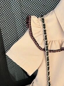 Young Girl Summer Girls' Casual School Style Single-Breasted Leopard Print Cap Sleeve Polo Collar Dress - Apricot - View 6