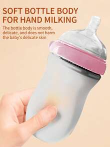 1个150毫升/250毫升硅胶婴儿奶瓶，防摔耐热，宽口设计，适合0-6-12个月的婴儿 - 彩色 - 查看 5