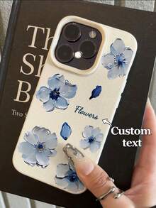 1 Stück anpassbares Handyhülle mit verstreuten hellblauen Hortensien Blumenmuster, kompatibel mit iPhone 17 Pro Max/17 Air/16 Pro Max/15 Pro Max/16E/14 Plus/13/12/11/XR/XS Max, insgesamt frischer und süßer Stil, geeignet für Blumenliebhaber und diejenigen, die nach einem personalisierten romantischen Design suchen - Weiss - Übersicht 3