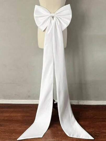 Damen Abnehmbarer Fliegen-Schal aus einfarbigem Polyester