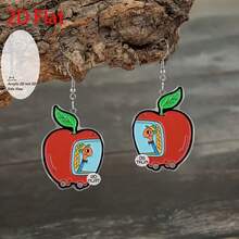 可爱昆虫吊坠耳环，2D扁平苹果造型，时尚饰品，派对礼物，节日礼物，送给家人和朋友的理想之选 - 一對 - 查看 5