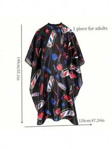 1件专业美发沙龙剪发披肩，印花美发沙龙理发袍，理发师剪发罩衫，不粘理发围裙，美发服，剪发围裙 - 彩色 - 查看 14