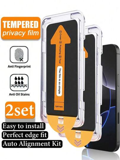 ZYSHI 2pcs Tempered Glass Screen Protector, Easy To Install, Anti-Dust Anti-Peeping, Suitable For Daily Protection, Office, Home, Phone Screen Protector, Phone Accessories, Privacy Screen Protector, Waterproof Anti-Fall Anti-Scratch