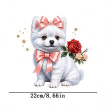 1pc/2pcs/3pcs Durable Long-Lasting Heat Transfer Stickers With Rose Flower And Puppy Patch, For DIY T-Shirts, Sweatshirts, Jeans, Hoodies, Backpacks, Jackets, Handbags, Pillows - L+S - View 4