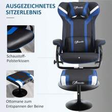 Reclining Armchair With Footrest, 130° Recline, TV Chair And Upholstered Armchair, Gaming Chair With Reclining Function, Dark Blue And Black. - Multicolor - View 5