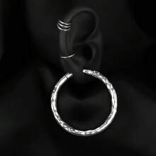 1pc 5mm 4g Stainless Steel Round Hoop Earrings, Fashion Textured Ear Plugs Ear Stretchers Body Piercing Jewelry New - Round-3 - View 15