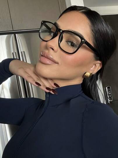 1 Pair Classic Oversized Transparent Lens Women's Fashion Versatile Business Casual Glasses, Suitable For Daily Wear, School, Vacation Travel, Campus Style, Summer Beach Accessories, Women's Accessories