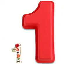 1pc 3D Large Silicone Cake Mold With Numbers, 0-9, Birthday & Anniversary Cake Pan For Baking - Red - View 7