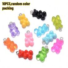 4Amazonia 10 chiếc mặt dây chuyền hình gấu kẹo đáng yêu để làm vòng cổ, vòng tay, bông tai, trang sức DIY, phụ kiện hình gấu bằng nhựa. - Nhiều màu - Xem 10