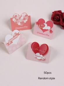 20/50张心形贺卡，拥抱信物，想念礼物，可爱心形卡片，情人节礼物，表达爱意，特别生日，婚礼派对，情人节礼物，情人节拥抱卡片，随机款式 - 彩色 - 查看 11