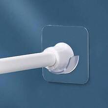 2pcs Shower Curtain Rod Hooks, Expandable Rod Brackets, Adhesive No-Drill Window Curtain Rod Holders, Horizontal Rod Curtain Hanging Brackets, Clip Hooks Accessories Bathroom Decor - Multicolor - View 1